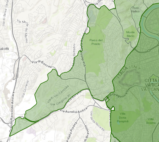 Mappa di Roma, Fascia verde: Ovest