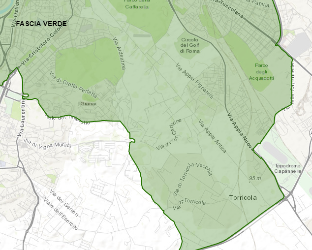 Mappa di Roma, Fascia verde: Sud/Est