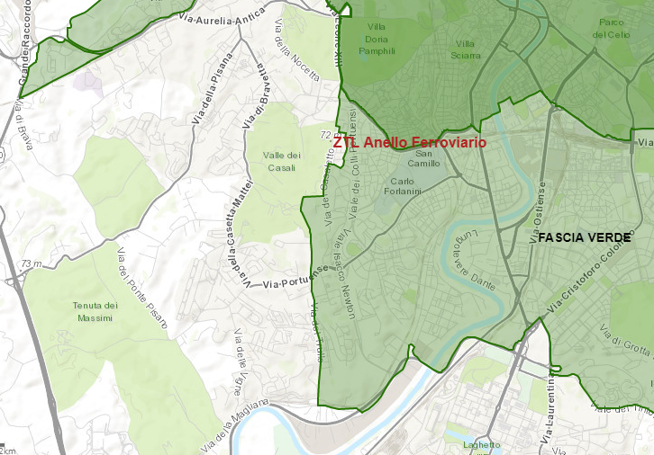 Mappa di Roma, Fascia verde: Sud/Ovest